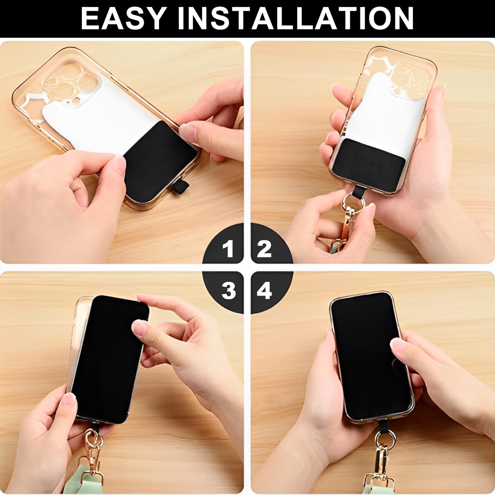 Sangle Téléphone Avec Pochette - Bandoulière Réglable - Chargement Sans Fil Possible - Nujoli