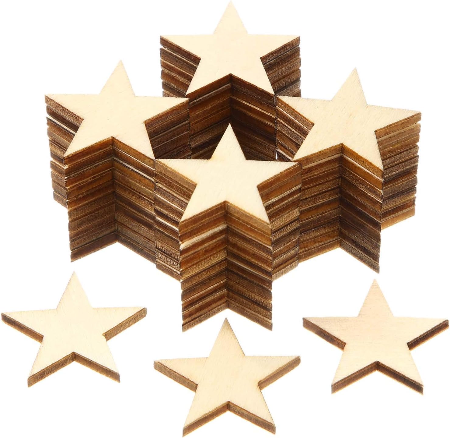300 Pieces Wooden Stars Shape Unfinished Stars Pieces Blank Wooden Cutouts Ornaments for Craft and Easter Decoration(1 Inch)