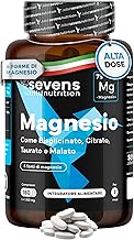 Complete Premium Magnesium - 418 mg Elementary Mg Per Dose - 4 High Quality Forms: Magnesium Bisglycinate, Citrate, Malate and Taurate - High Bioavailability - 180 Tablets - Sevens