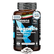 Magnesio Bisglicinato + Citrato, Malato e Taurato – Magnesio Completo 4 in 1 – Forma Chelata – 418 mg – Alta Biodisponibilità – Riduce Stanchezza e Affaticamento – 180 Compresse – Sevens