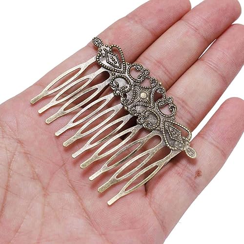 Miniatura 7 de 5 unidslote 52 × 2.205in Pasadores de bronce antiguo dientes de metal horquillas hallazgos DIY peine de pelo suministros para la fabricación de