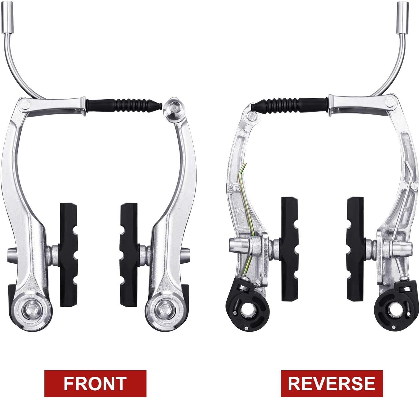 2 Pairs Bike Brakes Set Universal Bike Brakes Mountain Bike Replacement for Most Bicycle and 2 Pieces Mountain Bike Brake Cables Bike Gear Shift Cable Wire, End Caps, End Ferrules (Silver) : Sports & Outdoors