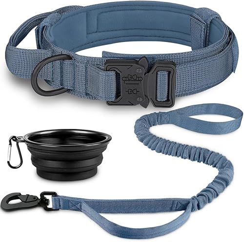 COOYOO Juego de 3 collares tácticos para perros, collar ajustable de nailon para entrenamiento militar con mango de control y hebilla de metal