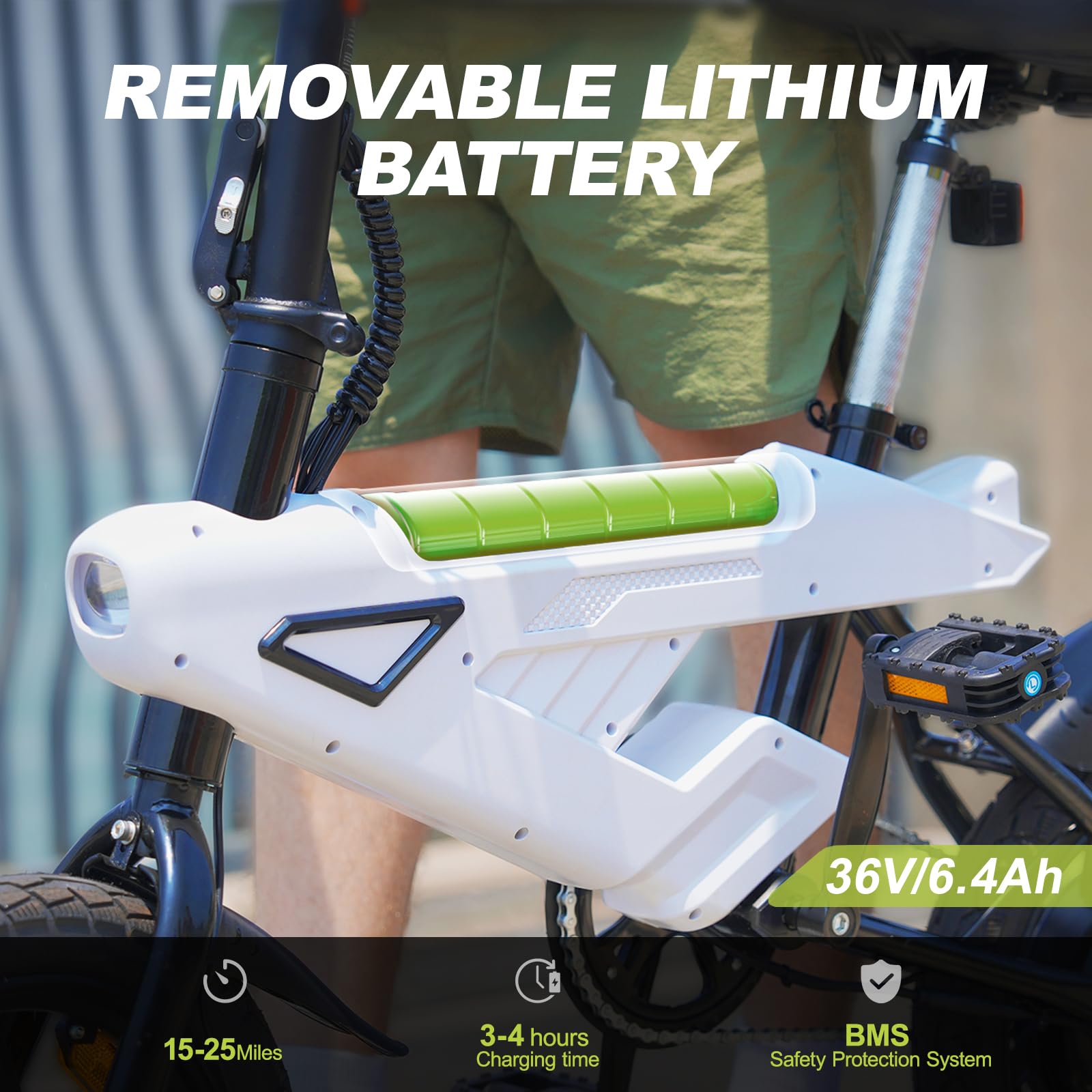 Bici Elettrica Pieghevole, 14" Bici Elettrica da 250W Motore 36V 10.4AH Batteria, Autonomia di 45 KM Bici Pieghevole da Città, E-Bike per Adulti E Adolescente