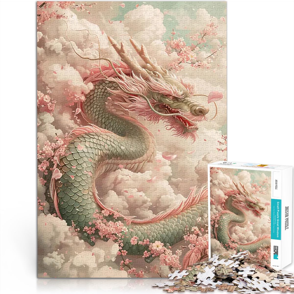Adult Jigsaw Puzzles 1000 Pieces Japanese Sakura Dragon Schwierig und herausfordernd Tolle Geschenke und Spielzeuge75x50cm — image 1