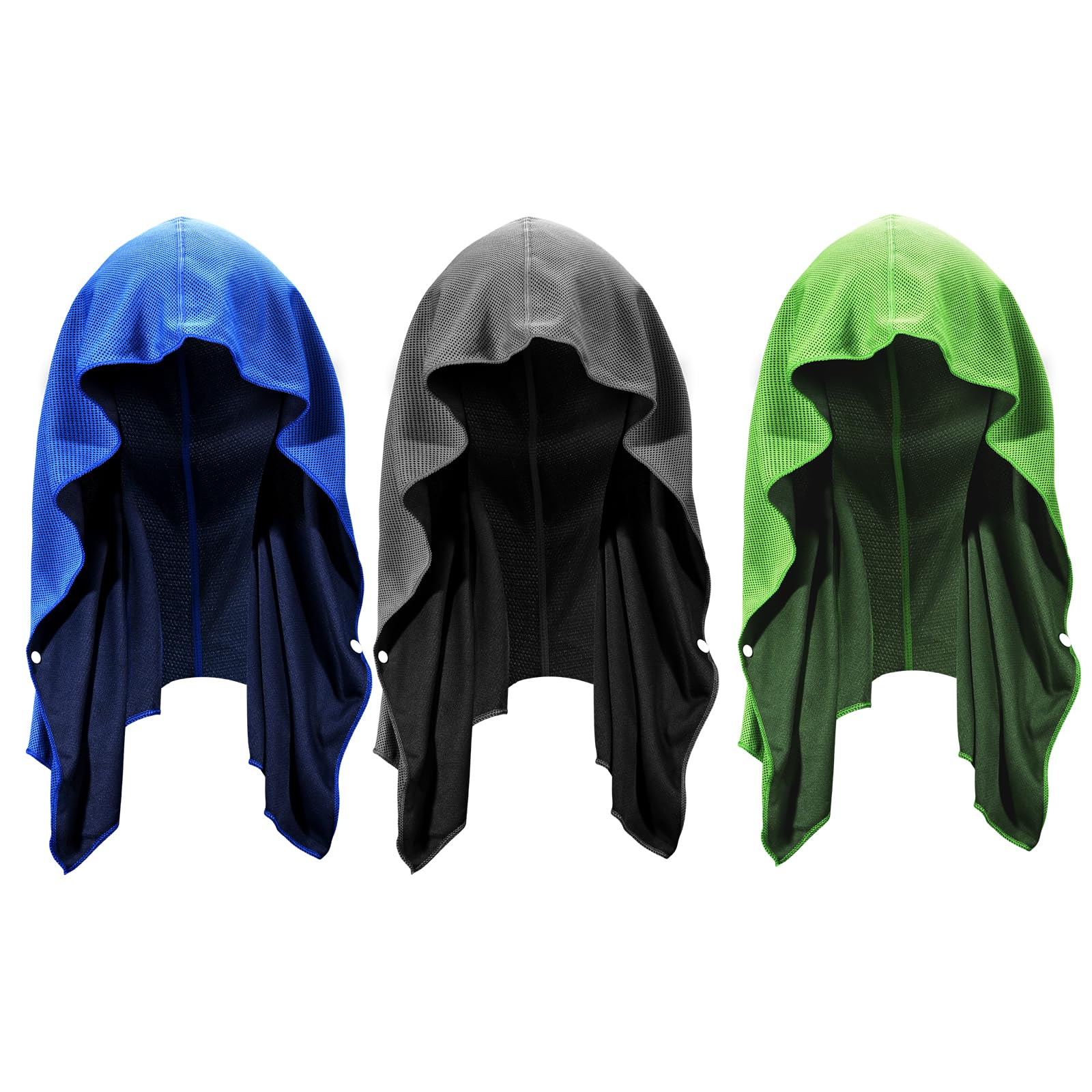 U-pick Cooling Towels Hoodie Towel for Hot Weather, Breathable Neck & Face UPF 50+ Sun Protection, Sweat Towel for Travel, Beach, Camping, Cycling, Golf, Outdoor & More, 3 Packs