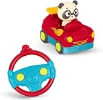 B. toys – Remote Control Car for Toddlers, Kids – Remote with 2 Big Buttons – Fast RC Vehicle with Fun Sounds – 2+ Years – Riding Racers – Woofer