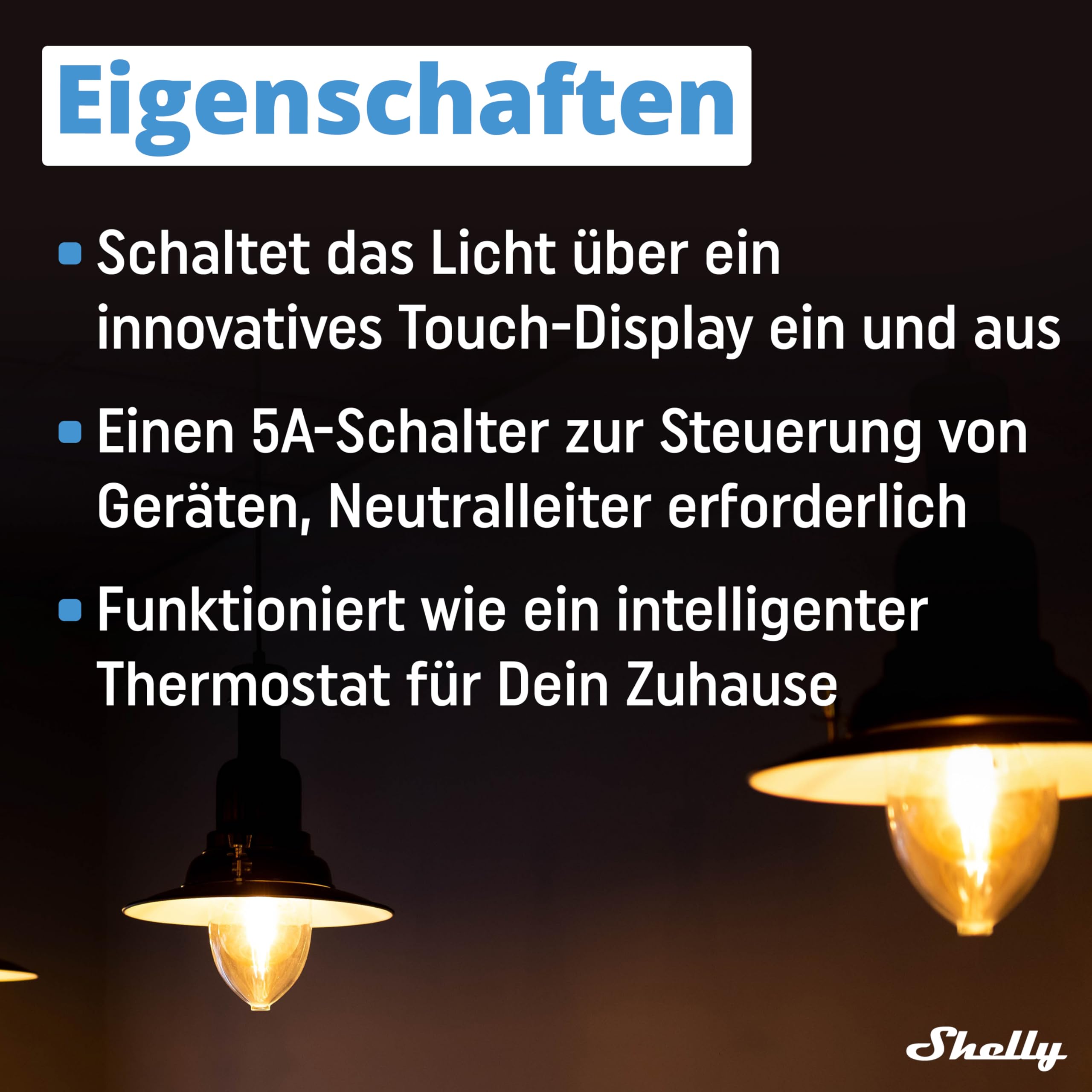Shelly Wall Display Schwarz | Wlan & Bluetooth Bedienfeld mit integriertem 5-A-Schalter und Farbdisplay | Hausautomation | Leistungsüberwachung | iOS Android App | Feuchtigkeits LUX-Sensoren