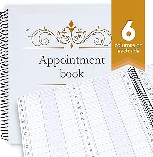 Undated 6-Column Appointment Book - 200 Pages with Pen Holder: Hourly Weekly Planner for Salon, Hairdresser, Restaurant, Spa, and Stylist Scheduling