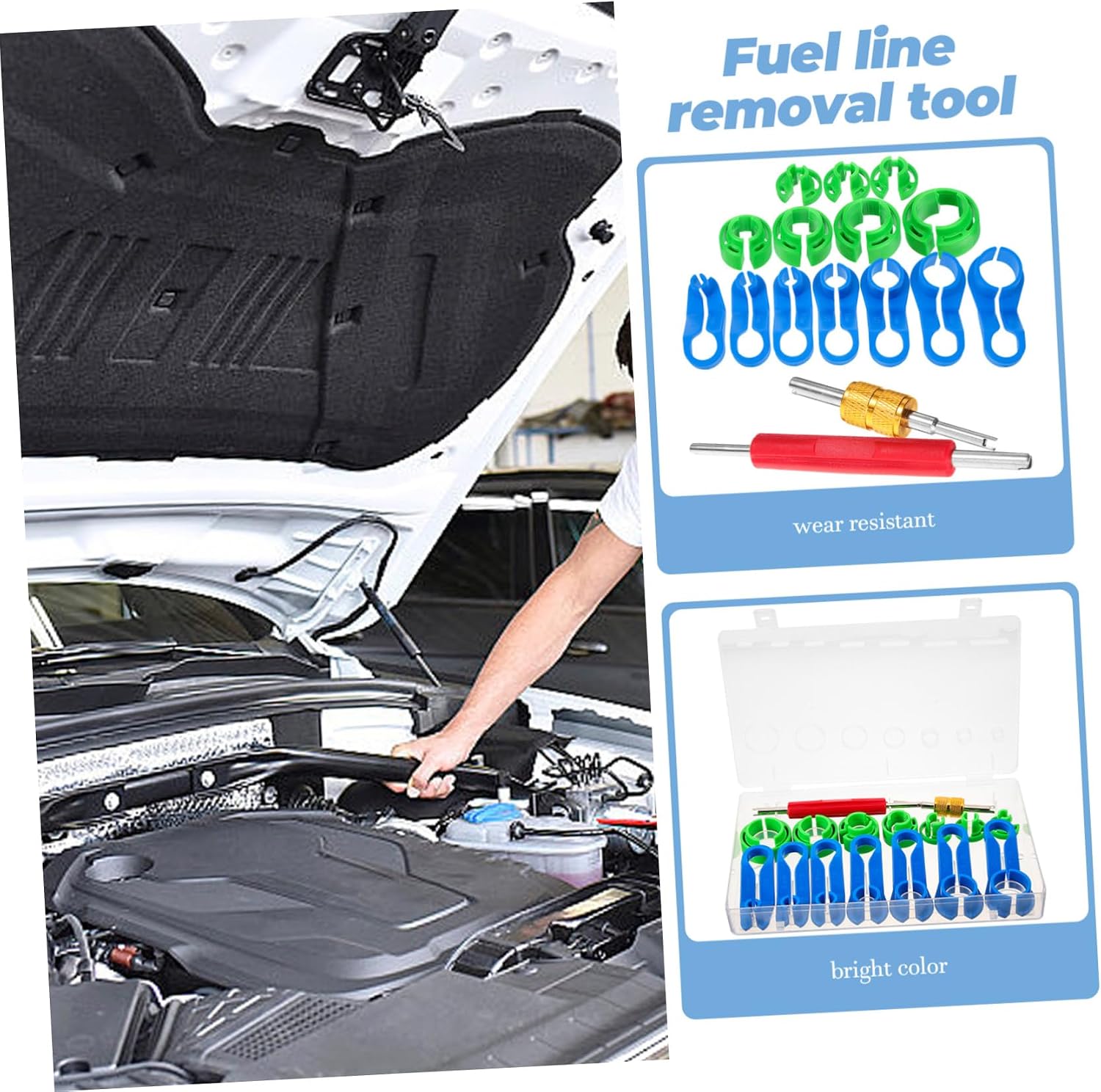 1 Set Quick Disconnect Tool for Fuel Line Cooling Lines Durable Valve Core Remover Kit with Storage Case Compatible with Domestic and Imported Vehicles