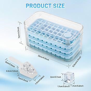 Bac à Glaçons Hitopin Avec Couvercle - 26 Glaçons Ronds + 28 Carrés - Silicone - Inclus Pelle Et Récipient - Vert