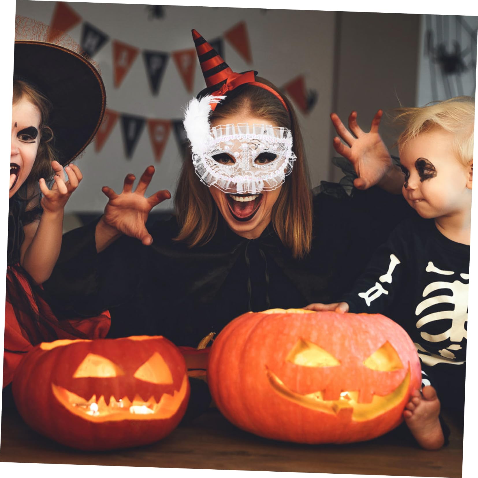 Healeved 3 Pezzi Maschera Halloween con Decorazioni e Maschera per Cosplay e Adatta per Balli e Speciali