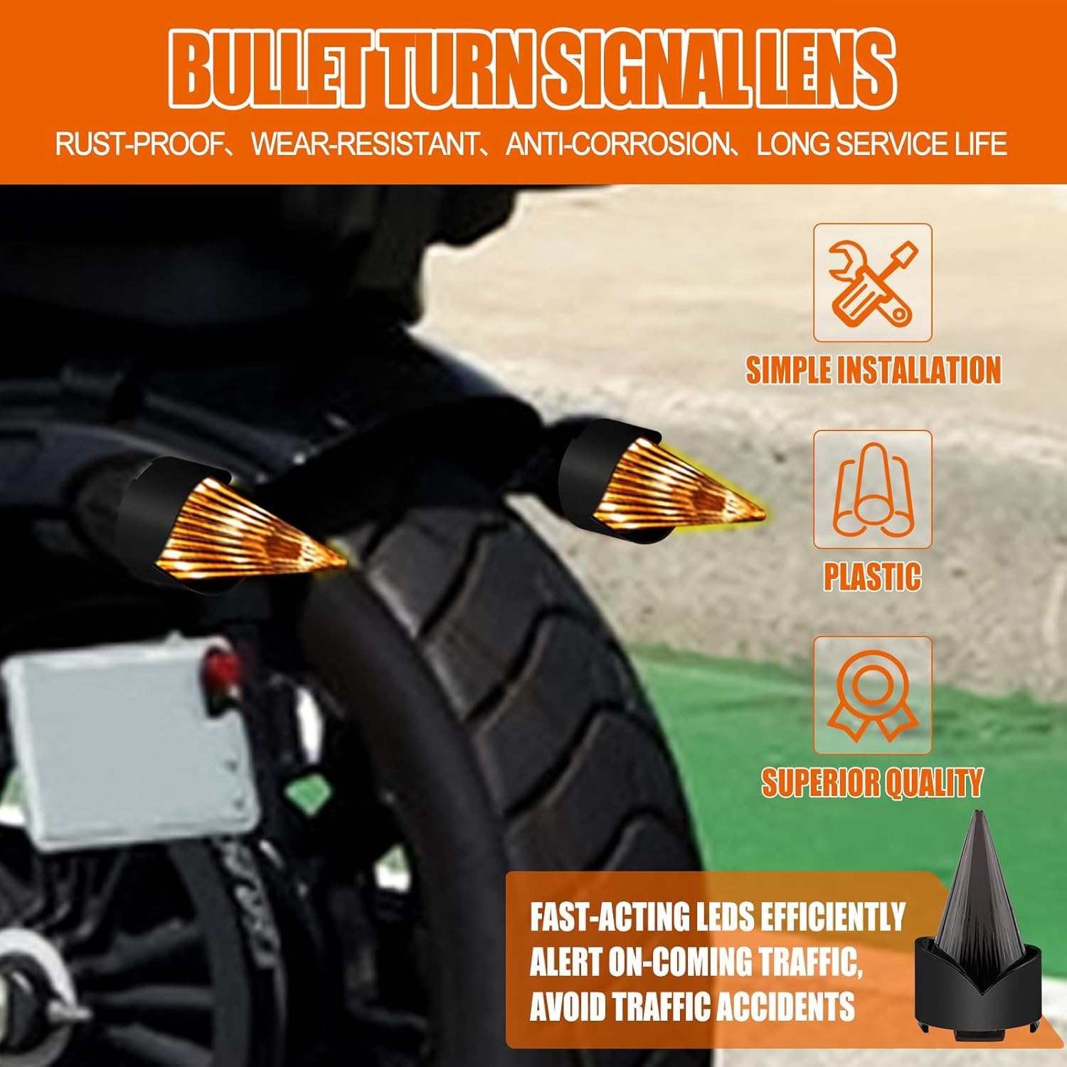 Smoke Bullet Turn Signal Light Lens Cover Fit for Harley Softail Street Glide Road Glide Fatboy Sportster Dyna De-luxe Bikes (Not for Sealed LED Harley Lights&Pancake-style Lens) (Black Smoke)