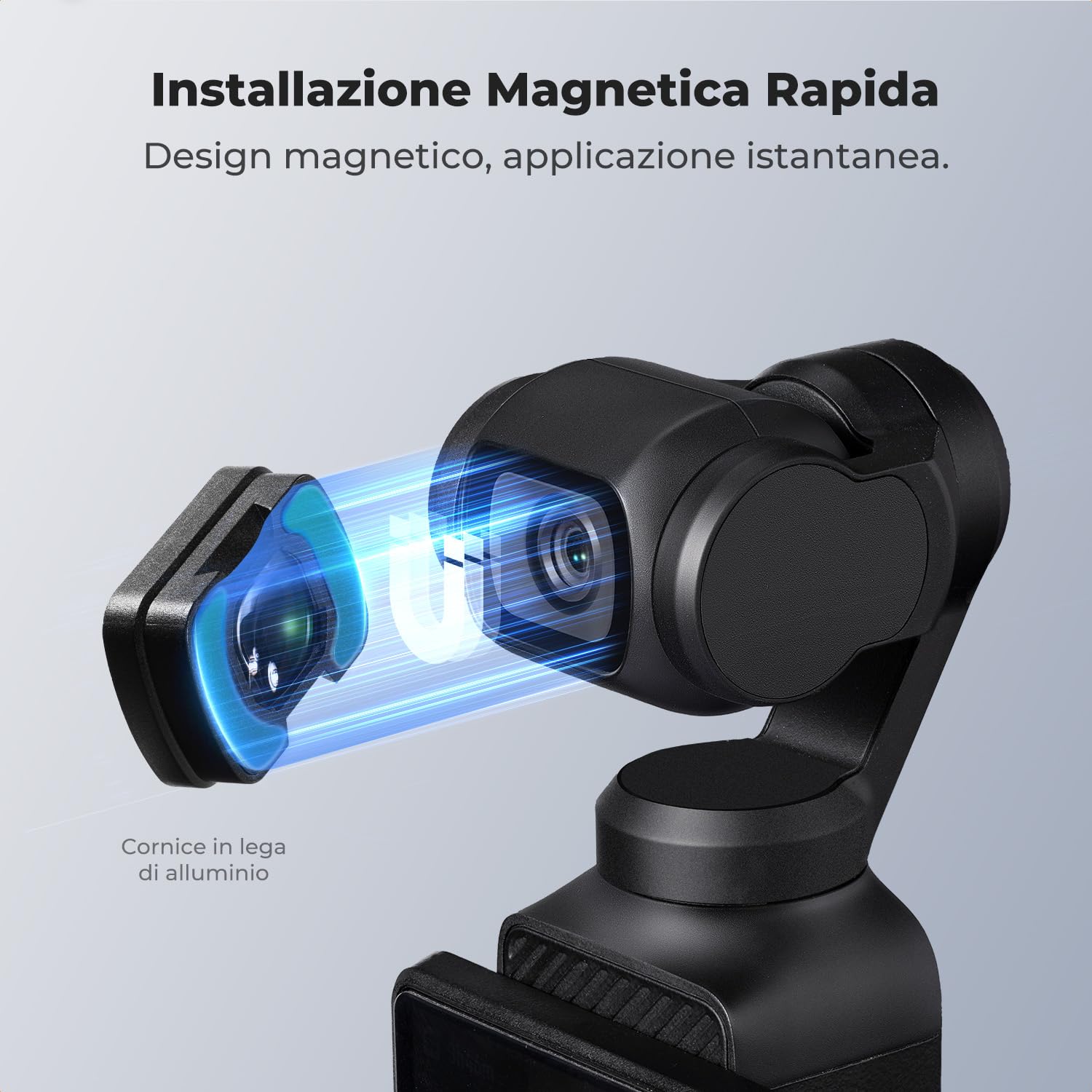 K&F CONCEPT Set Obiettivo Grandangolare Magnetico & Filtro di Diffusione Nero 1/4, Compatibile con DJI Osmo Pocket 4/3, 2 Pezzi, Vetro Ottico, Multistrato, Fissaggio Magnetico