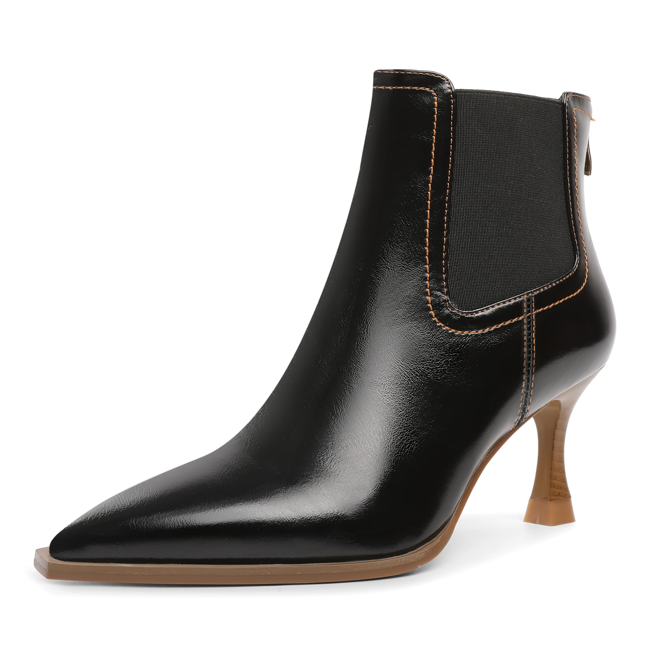Ankle Boots for Women Pointed Toe Chelsea Short Booties with Back Zipper 2 75 Inch