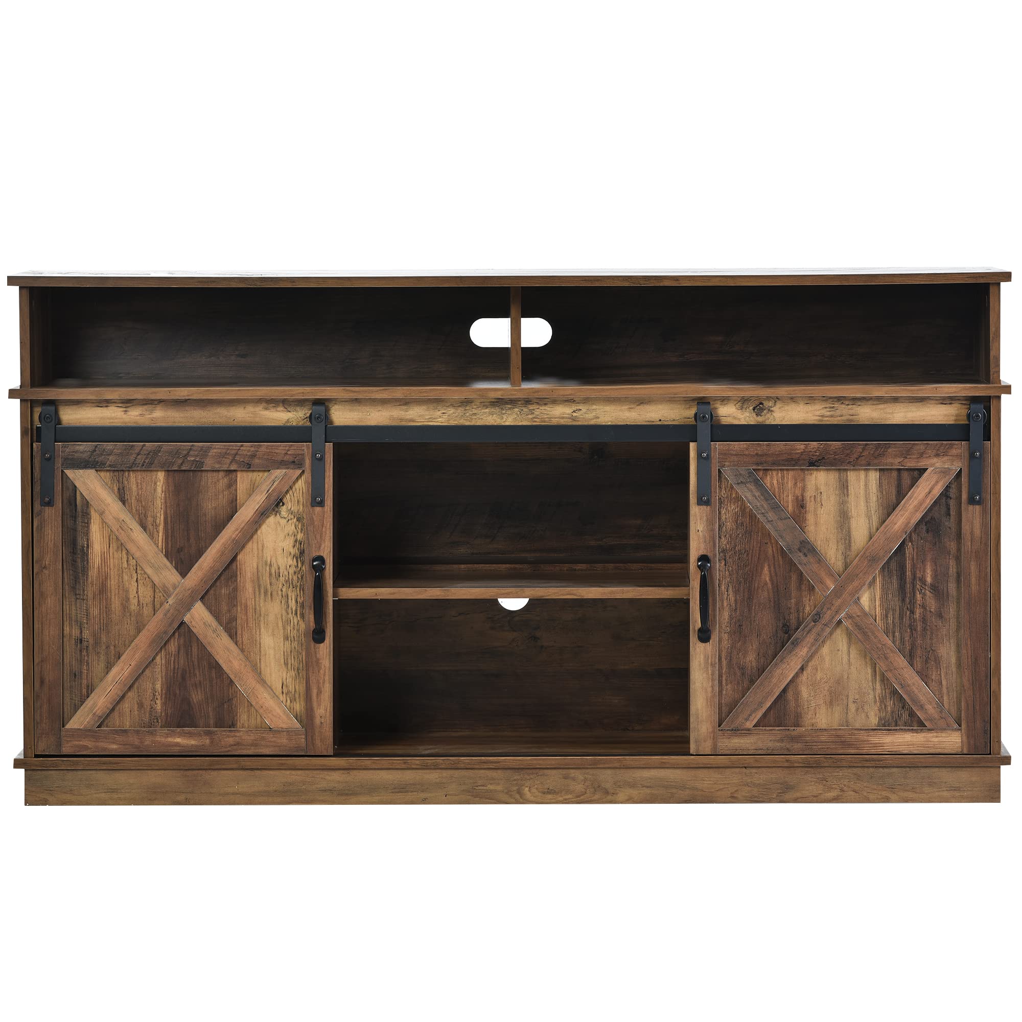 SUKY Grande mobile TV, credenza, centro intrattenimento 148 x 40 x 78 cm, con 2 classiche ante scorrevoli, ripiani regolabili per soggiorno, sala da pranzo, design fattoria