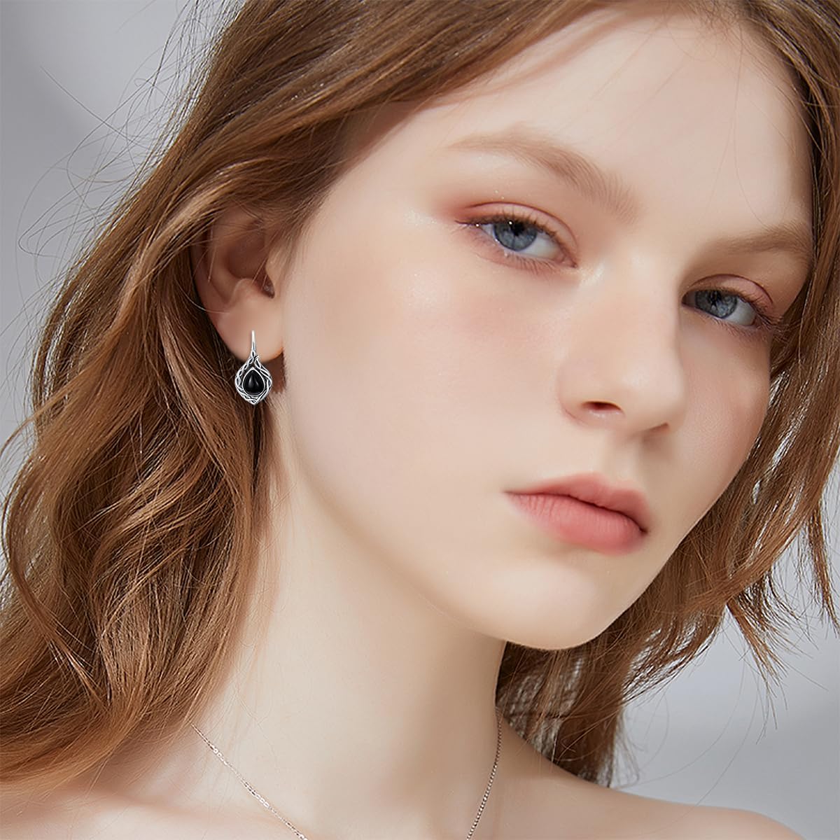 AOBOCO Black Onyx Earrings 925 Sterling Silver Vintage Celtic Knot Dangle Drop Hook Earrings for Women - Image 5