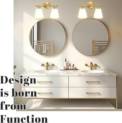 Miniatura 32 de Hamilyeah Lámparas doradas para tocador de baño sobre el espejo, 3 luces de tocador de cristal transparente, accesorios de iluminación industriales