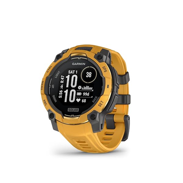 Garmin Instinct 3, Smartwatch, 45mm, Display SOLAR, Lunetta in alluminio, GPS Multi-band, 10ATM, Torcia LED, 90+ App per lo Sport, Pay, Connect IQ, Autonomia 28 giorni, Sunburst