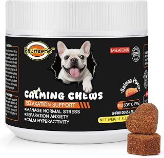 Calming Chews for Dogs,Melatonin Chewable Treats to Sleep Aid and Separation Anxiety Relief,Supports Relaxation for Travel and Storm - Calming Treats for Dogs,Salmon Flavor,100 Soft Chews