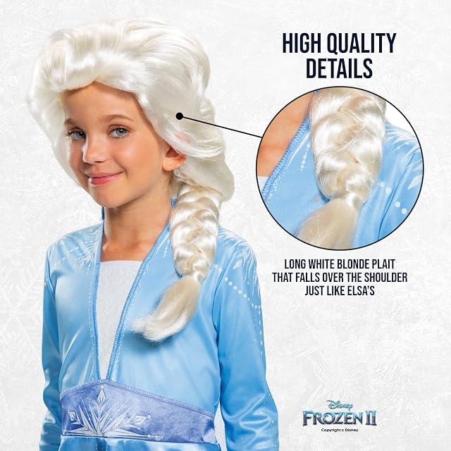 Foto 3 de 4 de Disney Oficial - Peluca Elsa Frozen Niña, Accesorios Frozen Niña para Mayores de 4 Años +