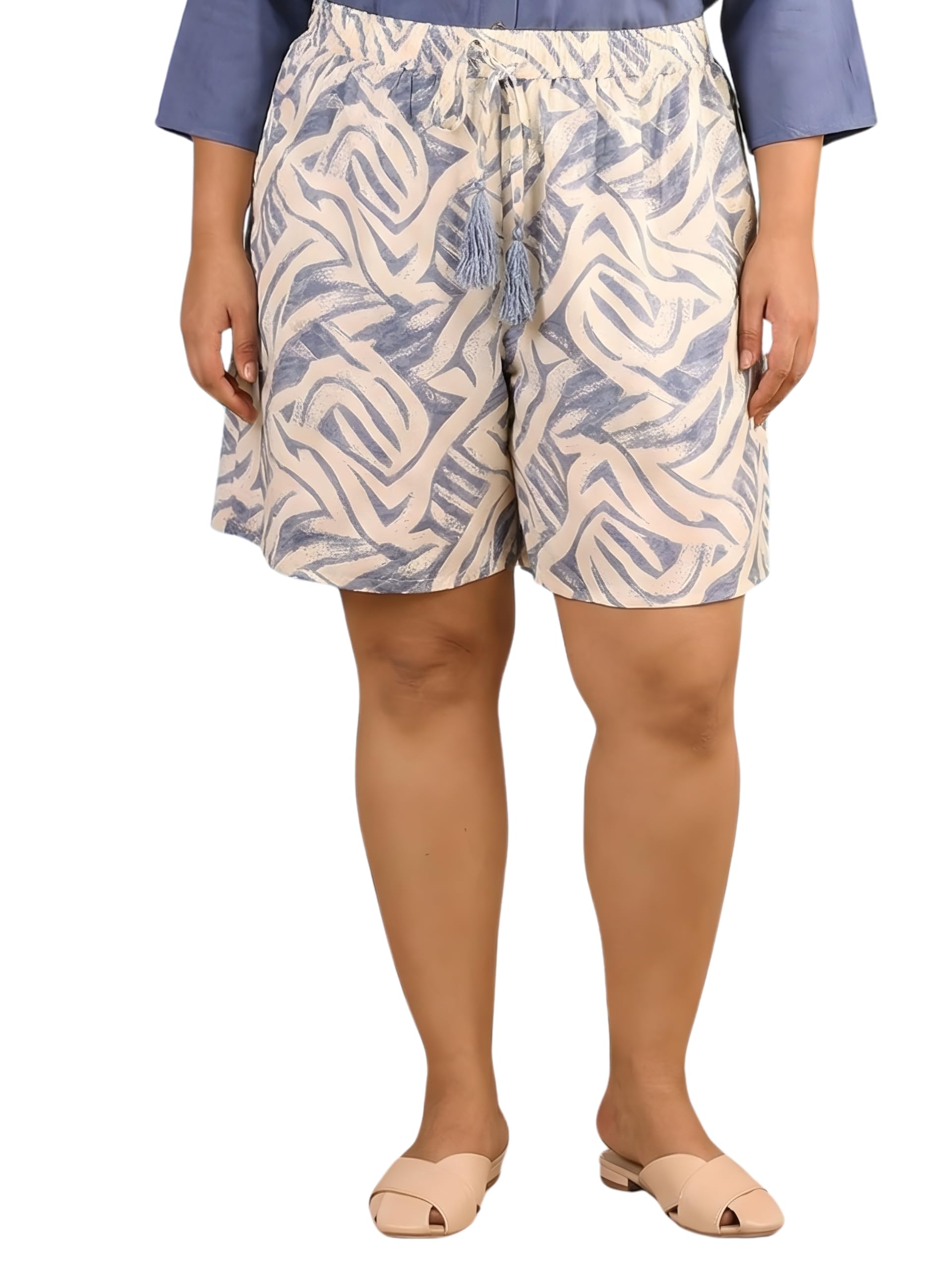 Women's Plus Size Abstract Print Rayon Beach Shorts (XL to 7XL)