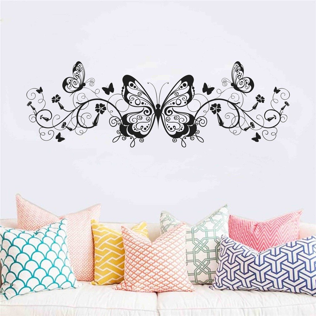 Decals Design Butterflies with Twisted Vine and Flowers Wall Sticker (PVC Vinyl, 60 cm x 45 cm x 1 cm, Black) (B01N5CPFXD) Amazon Price History, Amazon Price Tracker