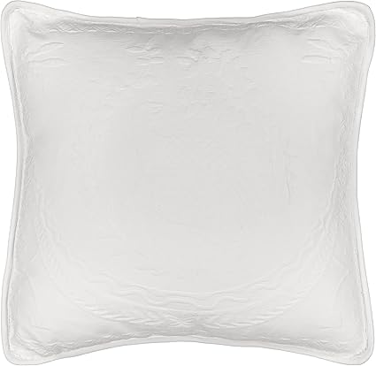 King Charles Modern Farmhouse Floral Matelasse Decorative Pillowcase, 100% Cotton Breathable Bedding, Throw Pillow (20" x 20"), White