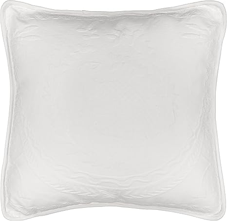 King Charles Modern Farmhouse Floral Matelasse Decorative Pillowcase, 100% Cotton Breathable Bedding, Throw Pillow (20" x 20"), White