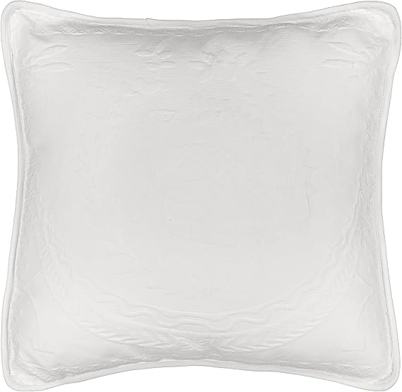 King Charles Modern Farmhouse Floral Matelasse Decorative Pillowcase, 100% Cotton Breathable Bedding, Throw Pillow (20" x 20"), White
