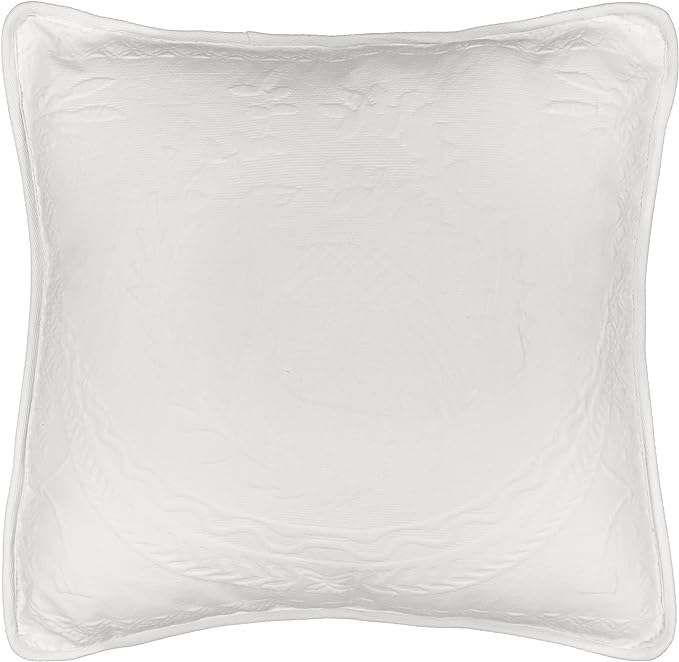King Charles Modern Farmhouse Floral Matelasse Decorative Pillowcase, 100% Cotton Breathable Bedding, Throw Pillow (20" x 20"), White