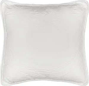 King Charles Modern Farmhouse Floral Matelasse Decorative Pillowcase, 100% Cotton Breathable Bedding, Throw Pillow (20" x 20"), White