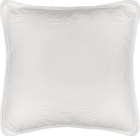 King Charles Modern Farmhouse Floral Matelasse Decorative Pillowcase, 100% Cotton Breathable Bedding, Throw Pillow (20" x 20"), White