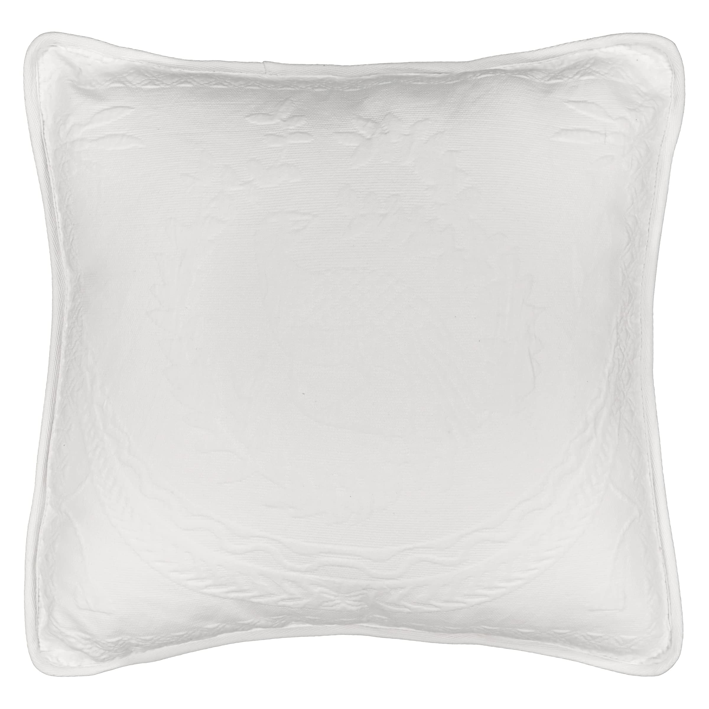 HISTORIC CHARLESTON King Charles Modern Farmhouse Floral Matelasse Decorative Pillowcase, 100% Cotton Breathable Bedding, Throw Pillow (20" x 20"), White