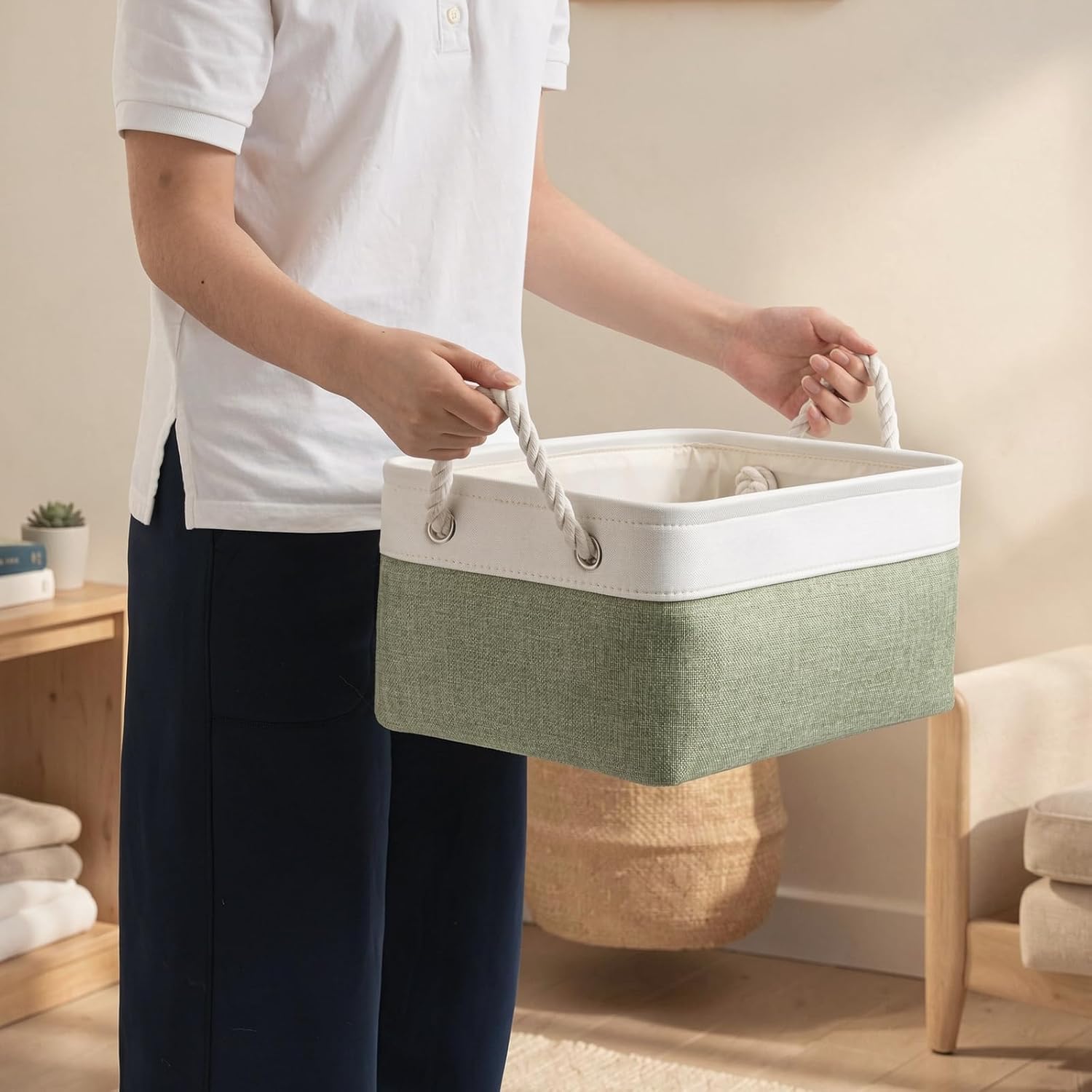 13.8x9.8x6.7 Inch Fabric Small Storage Bins with Handles 1 Pack image 5