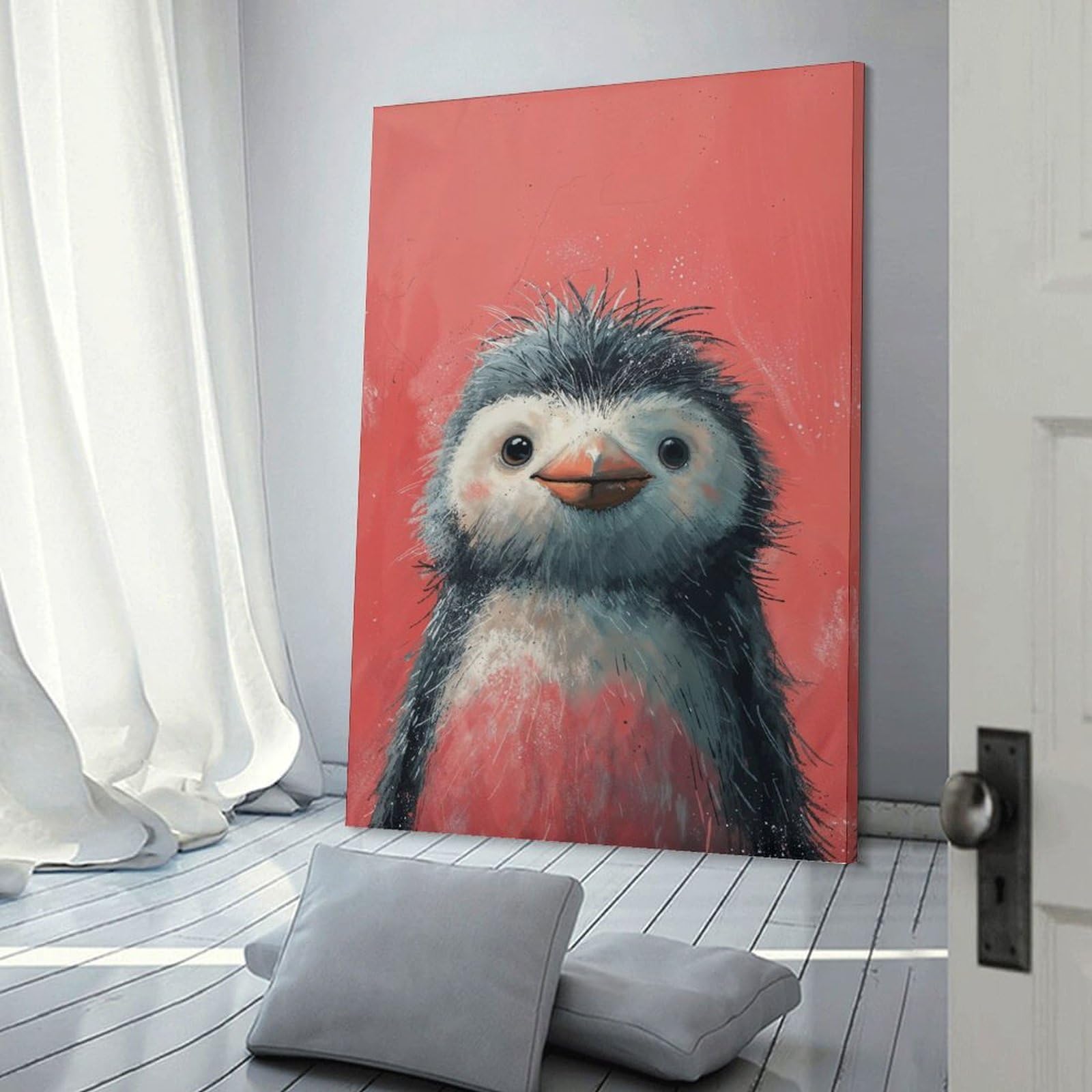 Junmoney Cute Penguin Art Print Wall Picture Print 12x18inch(30x45cm), for Lounge Decor, Offices Or Entryway Styling, A Flexible Wall Accent for Shared Spaces