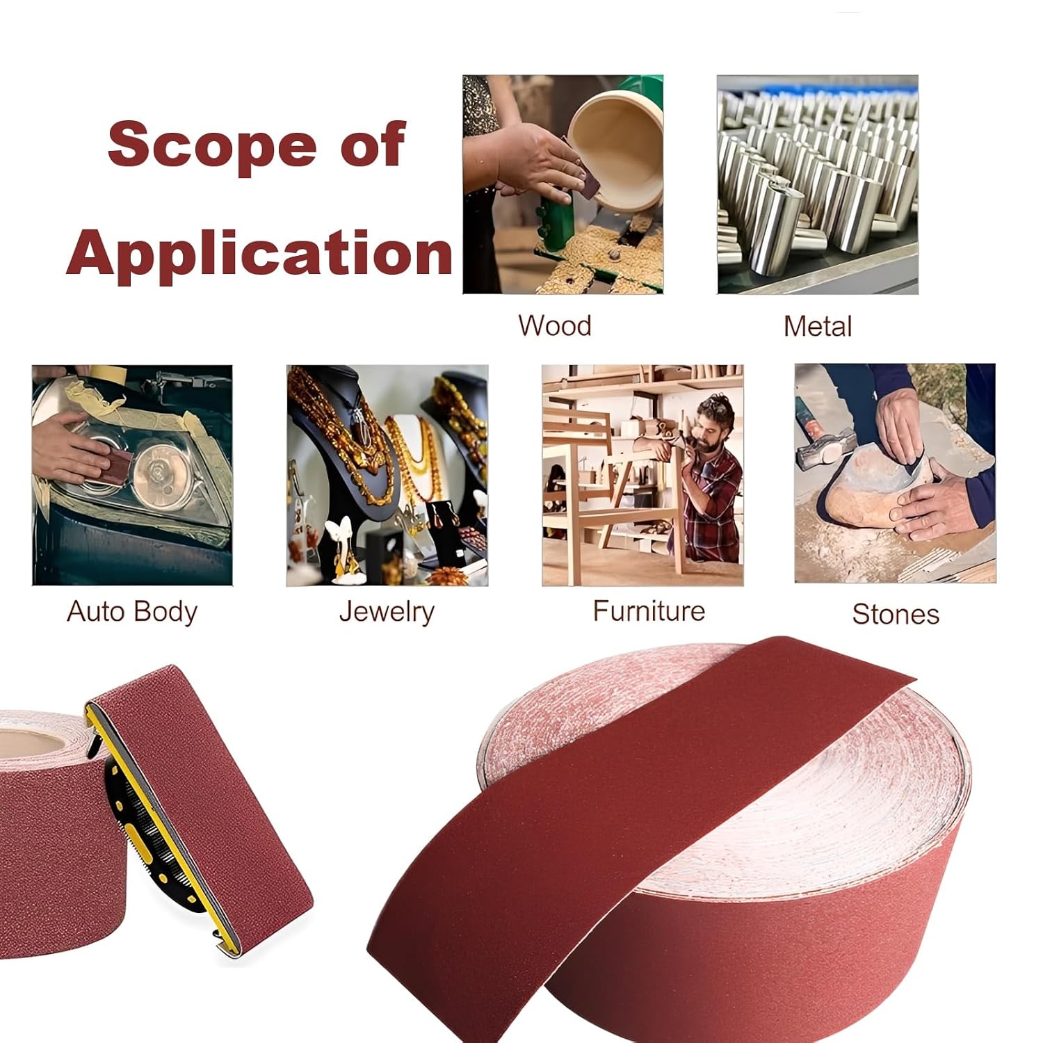 Sandpaper Roll 80# 180# 320# 600# 1000#, 5 PCS Aluminum Oxide Abrasive Emery Cloth Roll for Dry Wet Emery Paper Grinding Sanding Polishing (Length 1 metre, Width 115 mm)