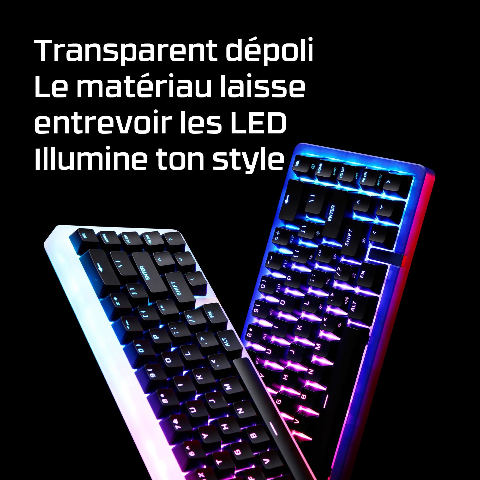 HyperX Origins 2 65, Clavier Gaming mécanique AZERTY FR, switches échangeables à Chaud, boîtier Personnalisable, Format Compact, Polling Rate 8000 Hz, RGB Personnalisable, PC/PS5/Xbox, Noir