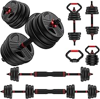 Vista 12 de Adjustable dumbbell set,20/35/45/55/70/90lbs Free Weights set with upgraded nut, 5 in 1 Weight Set Used as Kettlebells, Barbell, Push up Stand