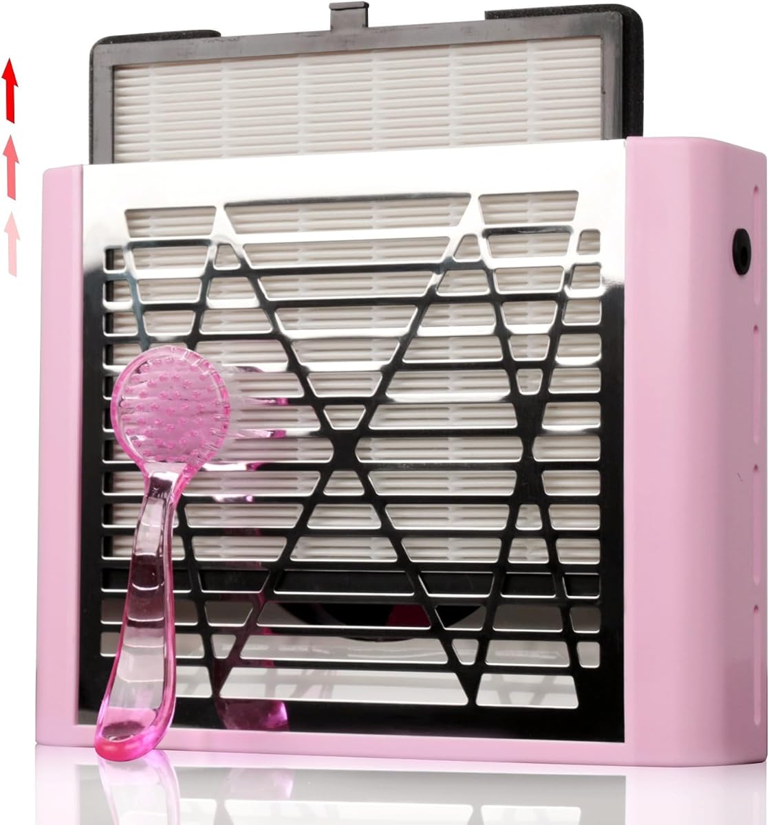 Nail Vacuum Dust Collector for Nails Pink Nail Dust Collector Vacuum, Nail Duster Collector Fan for Nails Dust Collector Acrylic Nails with a Brush for Manicure Salon