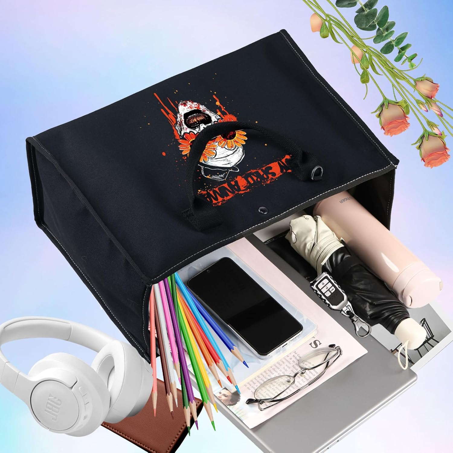 BWWKTOP Clown Movie Cosmetic Makeup Bag Movie Fans Gifts Horror Movie Zipper Pouch for Women Girls - Image 4