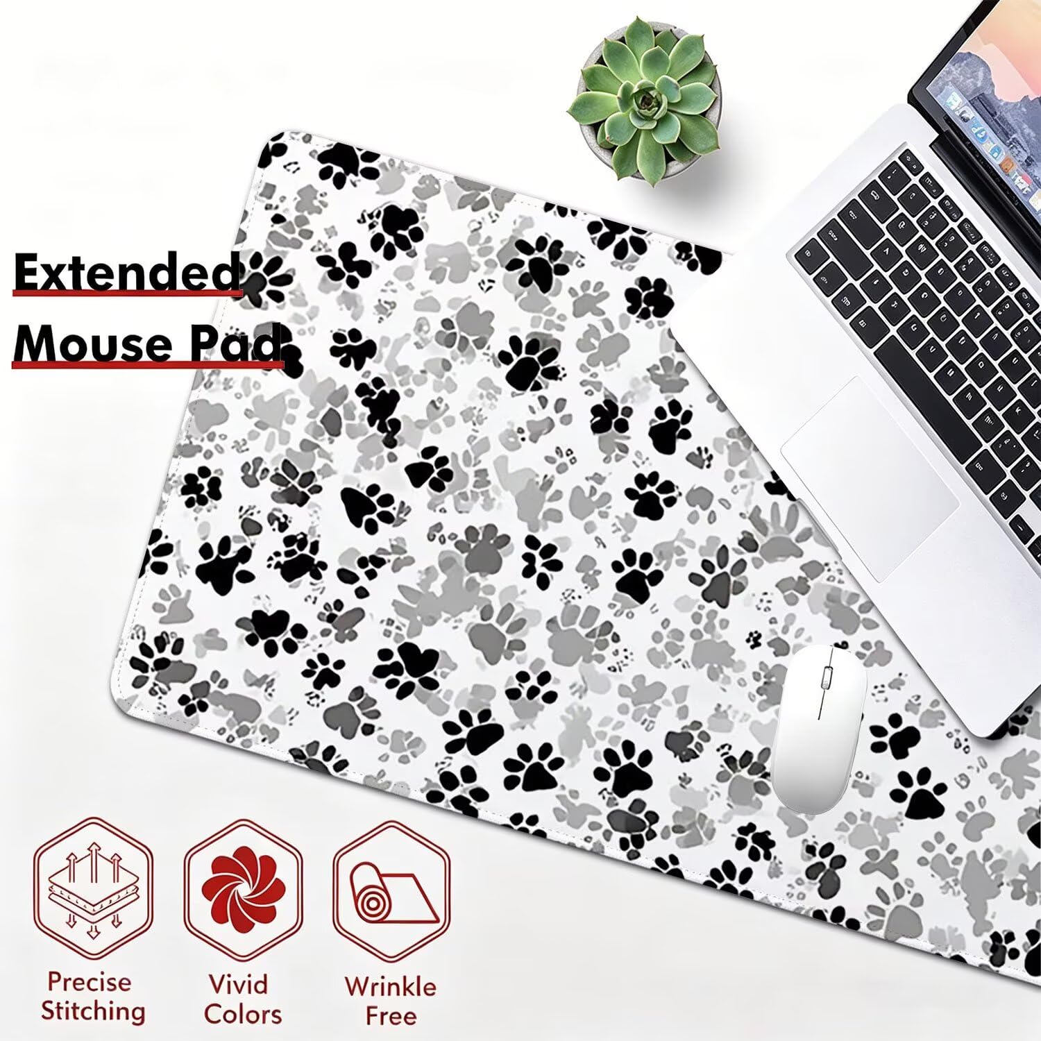 Tappetino Mouse Gaming XXL, 1200x600x4mm bianco nero astratto 0x0-211 | Tappetino Scrivania con Base in Gomma Antiscivolo Bordi Cuciti per Computer, PC, Migliora la Precisione e la Velocità