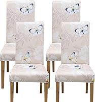 Vista 15 de Juego de 4 fundas elásticas para sillas de comedor, fundas elásticas para sillas de comedor, fundas para sillas de comedor, fundas protectoras