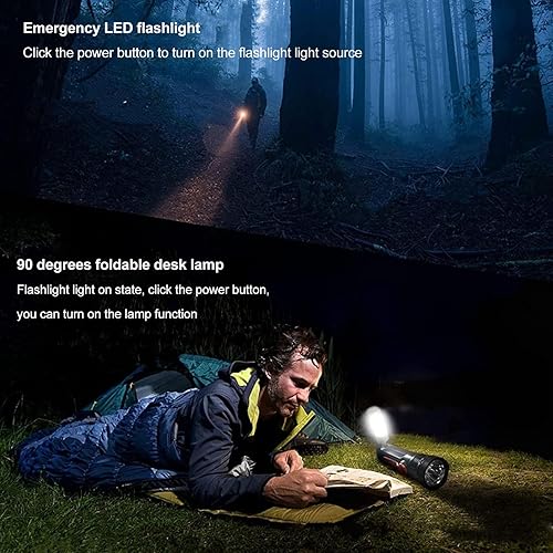 Miniatura 5 de Radio de manivela solar, manivela portátil SOS alarma AM FM WB linterna radio de 3 vías, radio de emergencia alimentada de 2600 mAh para campamento