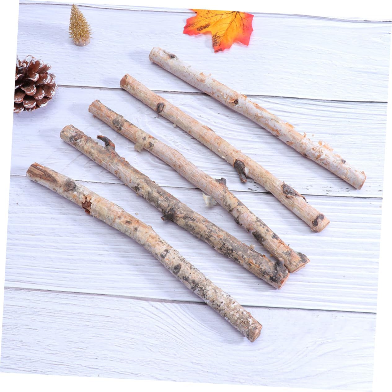 Gadpiparty 40pcs Decorative Birch Logs Dried Tree Branches for Home Decor Fireplace Decoration Rustic Crafts Wedding and Holiday Supplies Lengths for Elegant Vase Fillers