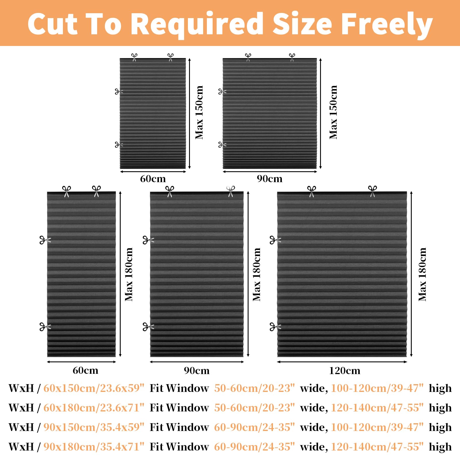 MI CASA Stick on Blinds Windows, No Drill Instant Temporary Curtains 90W x 150H cm Light Filtering Shade - Image 2