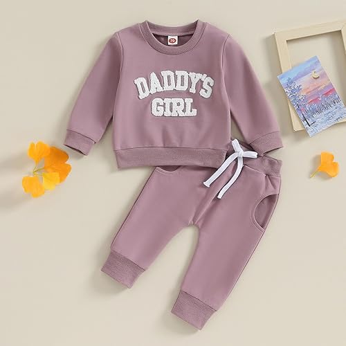 Miniatura 2 de FIOMVA Daddys - Conjunto de sudadera de invierno para niñas y bebés, ropa de otoño para recién nacidos, conjunto de pantalones deportivos para niños