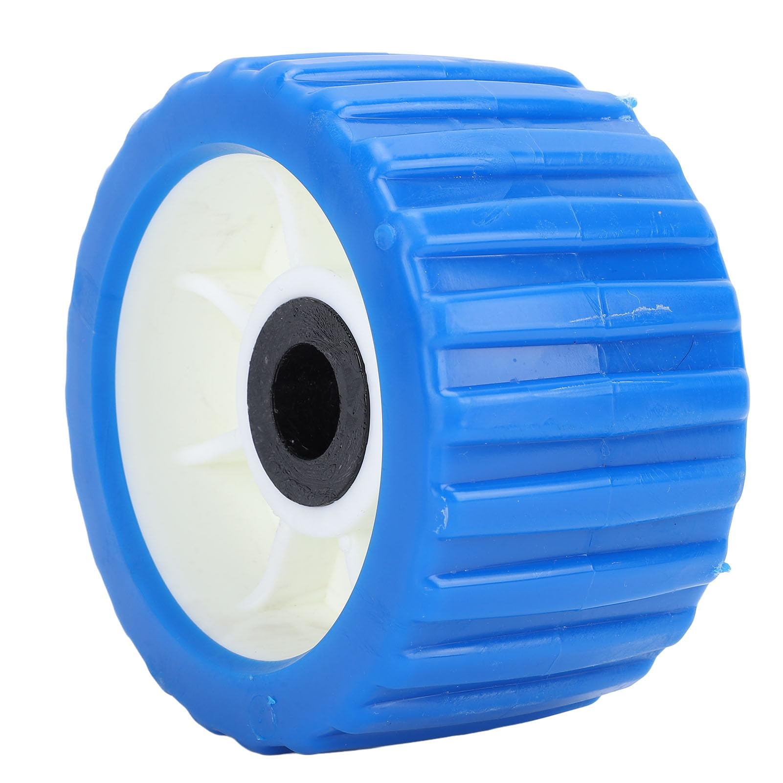 Fabater 3" Breite x 5" Außendurchmesser Bootsanhängerrollen, Poly-Rippen, Wackelmontagelochdurchmesser 1-1/8", 4 Stück, blau, Standard