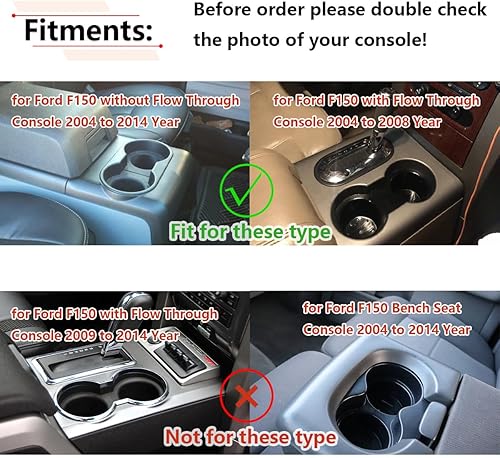 Miniatura 2 de RLB-HILON Soporte para tazas compatible con Ford F150 con consola Flow Through 2004-2008 / F150 sin consola de flujo a través 2004-2014 / Expedition