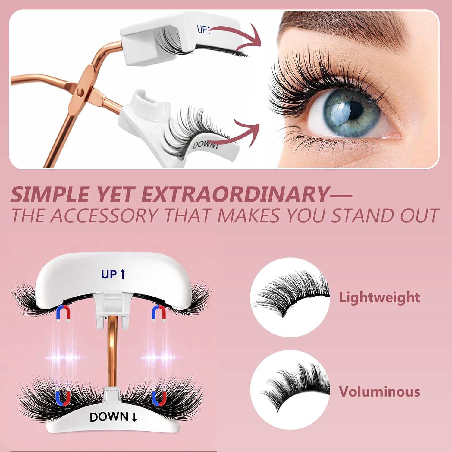 Magnetic Eyelashes, Reusable False Eyelashes, Natural Wispy Volume Lash Strips for Gorgeous Look, Cruelty-Free & No Glue Needed image 4